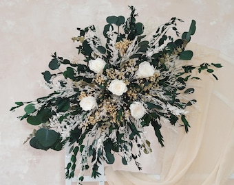 Eucalyptus Leaves Arch Flower,White Rose Arch Flower,Wedding Arch Flower,Outdoor Wedding Backdrop,Floral Arch Arrangement,Wedding Setup