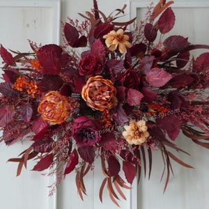 Red Maple Leaf Wedding Archway Flower,Wedding Corner Swag,Swag for Arch,Outdoor Wedding Backdrop, Arch Arrangement,Silk flower arch