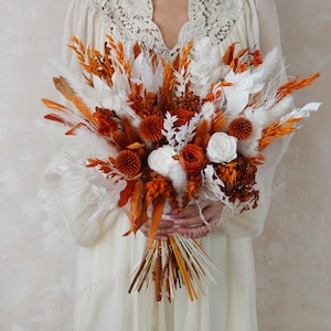 Autumn Wedding Themed Bouquets,Burnt Orange Bridal Bouquets,Terracotta Wedding Bouquet,Bridal Bouquet,Wedding Bouquet,Dried Flower Bouquet