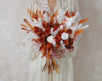 Autumn Wedding Themed Bouquets,Burnt Orange Bridal Bouquets,Terracotta Wedding Bouquet,Bridal Bouquet,Wedding Bouquet,Dried Flower Bouquet
