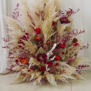 Burgundy Wedding Standing Floor,Burgundy Wedding,Burgundy Wedding Corner,Arch Decorations,Outdoor Wedding Backdrop,Dried Flower centerpieces