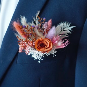 Burnt Orange Boutonniere/Bridegroom Boutonniere/Wedding Boutonniere/Dry Flower Boutonniere/Mini Flower Bouquet/Groomsmen Buttonhole