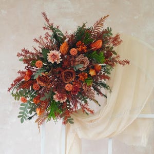 Green & Terracotta Autumn Arch Flower,Silk Flower Arch Flower,Dried Flower Rustic Wedding Arch,Wedding Terracotta Arch,Wedding Backdrop