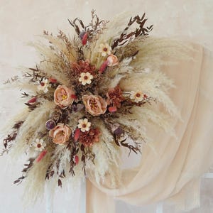 Silk Flower Arch Decor,Autumn Wedding Arch Flowers,Outdoor Wedding decor,Boho Pampas Arrangement,Wedding Arch Decor