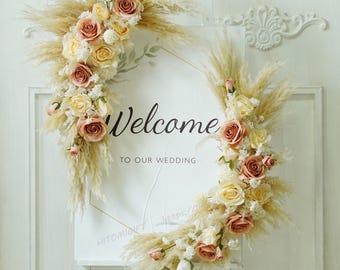 Champagne and Cream Wedding Backdrop,Wedding Arch Flowers,Wedding Dried Flower Arch,Boho Arch Flowers,Pampas Grass Wedding Arch Flowers