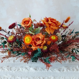 Burnt Orange Wedding Table Centerpieces,Wedding Floral Arrangements,Rust Colored Wedding Decoration Flower,Wedding Table Centerpiece Flowers
