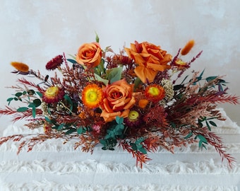Burnt Orange Wedding Table Centerpieces,Wedding Floral Arrangements,Rust Colored Wedding Decoration Flower,Wedding Table Centerpiece Flowers