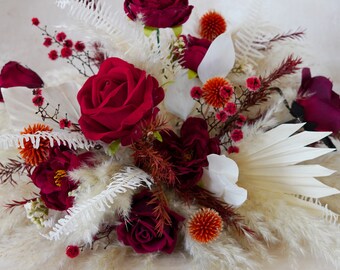 Composizioni floreali artificiali moderne - Fiori di Pampas azzurri