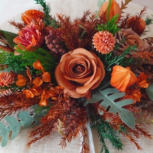 Rust Colored Roses Florist Rust and Green Table Decor,burnt Orange Wedding Decor,rust Colored ...