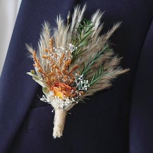 Boutonniere / Hochzeits-Boutonniere / Trockenblumen-Boutonniere / Mini-Trockenblumenstrauß / Getrocknete Boutonniere / Party-Boutonniere