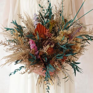 Gray Brown Dried Flower Bouquet,Fall Bridal Bouquet,Fall wedding,Boho Bouquet,Pampas Grass Bridal Bouquet,Bridal Bouquet