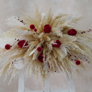 Burgundy Wedding Arch Flowers,Burgundy Wedding Corner Decorations,Arch Decorations,Outdoor Wedding Background,Pampas Grass Arch Flowers