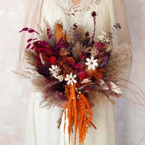 Autumn wedding bouquet,Burnt Orange Wedding Bouquet,Rust colored wedding bouquet,Bridal bouquet,Dried flower bouquet,Burnt Orange Bouquet