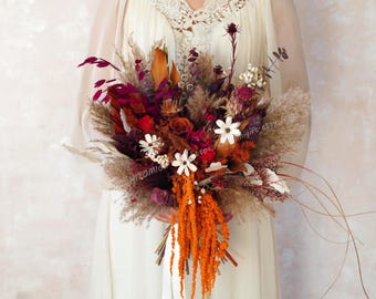 Autumn wedding bouquet,Burnt Orange Wedding Bouquet,Rust colored wedding bouquet,Bridal bouquet,Dried flower bouquet,Burnt Orange Bouquet