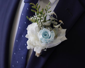 Blue Wedding Boutonniere/Wedding Boutonniere/Dry Flower Boutonniere/Mini Dried Flower Bouquet/Birthday Boutonniere/Dried Boutonniere
