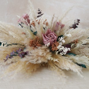 Dried Flower Wedding Centerpiece,Dusty Pink Rose Centerpiece,Boho Wedding Centerpieces,Pampas Grass Wedding Backdrop,Table Centerpiece