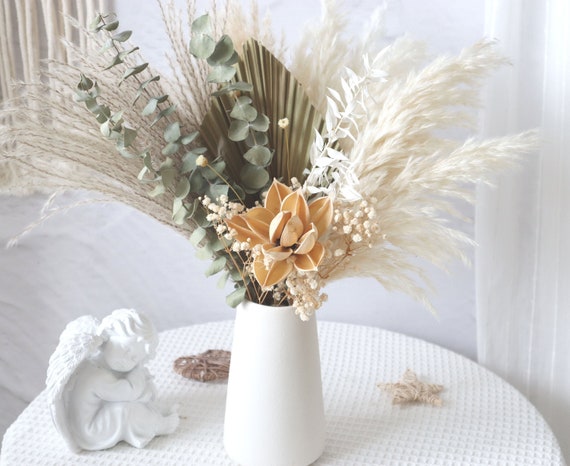  HOLPPO Relleno de flores artificiales de algodón seco natural,  arreglo floral para decoración del hogar y fiesta (3 piezas de vapor)  (color : 3 vapores) : Hogar y Cocina