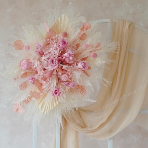 Blush Wedding Archway Flower,Wedding Corner Swag,Swag for Arch,Outdoor Wedding Backdrop,Pampas Grass Arch Flowers,Floral Arch Arrangement