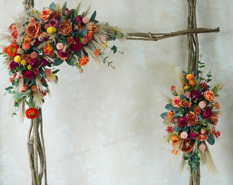 Dusty Wedding Archway Flower,rust Orange Wedding Corner Swag,swag for ...