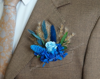Blue pocket buttonhole,Blue Wedding,Dusty Blue Boutonniere,Wedding Boutonnieres Groom,Groomsmen Witness Rustic Wedding,Wedding Boutonniere
