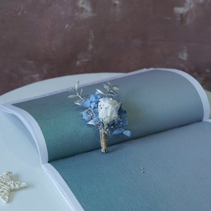 Blue BoutonniereBlue Wedding boutonnierePampas grass BoutonnièresDried Flower Bouquets Pampas Grass ArrangementWedding Groomsmen image 10