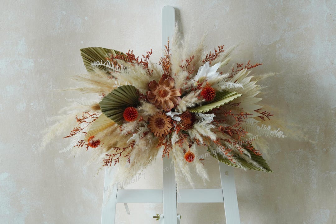 Rust Burgundy Floral Arch Arrangement,rust Orange Wedding Corner Swag ...
