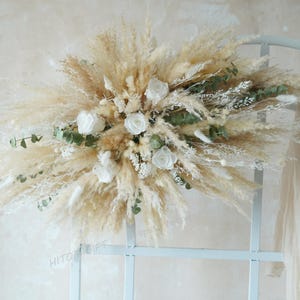 White Rose Wedding Corner Swag,Wedding Archway Flower,Swag for Arch,Outdoor Wedding Backdrop, Floral Arch Arrangement,Country Wedding Setup