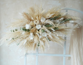 White Rose Wedding Corner Swag,Wedding Archway Flower,Swag for Arch,Outdoor Wedding Backdrop, Floral Arch Arrangement,Country Wedding Setup
