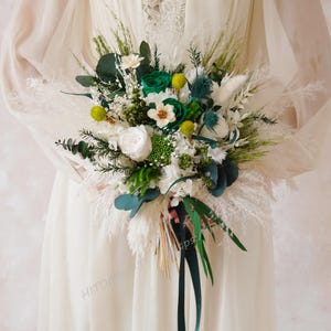 Emerald green wedding bouquet,green wedding bouquet,Eucalyptus Wedding Flowers,Green Leaf Bridal Bouquet,Bridal Bouquet,Wedding Bouquet