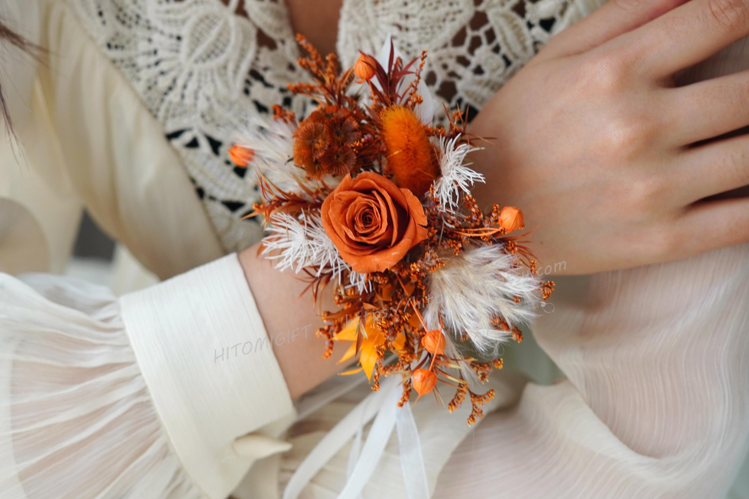 Rust Wrist Corsages,burnt Orange Wrist Corsage,terracotta Wrist Corsage ...