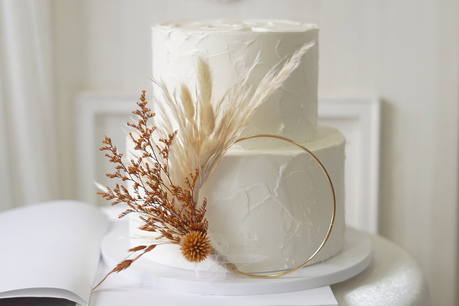 Wreath Cake Topper Dusty Dried Flower Cake Topperparty Cake Etsy