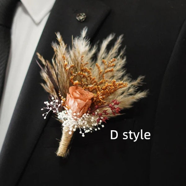 Boutonniere/Wedding Boutonniere/Dry Flower Boutonniere/Mini Dried Flower Bouquet/Dried Boutonniere/Pampas Grass Boutonniere