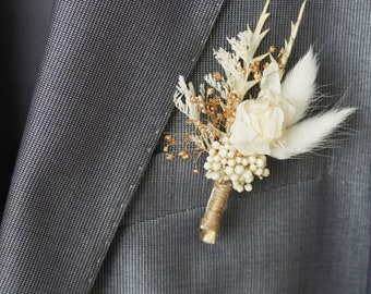 Boutonnières/Wedding Boutonniere/Dry Flower Boutonniere/Mini Dried Flower Bouquet/Dried Boutonniere