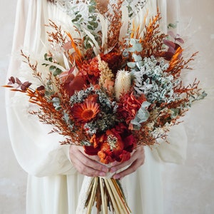 Gebrannte Orange Hochzeitsstrauß, Herbststrauß, Brautstrauß, Brautjungfer Blumenstrauß, Trockenblumenstrauß, Pampasgrasstrauß, Hochzeitsdekoration