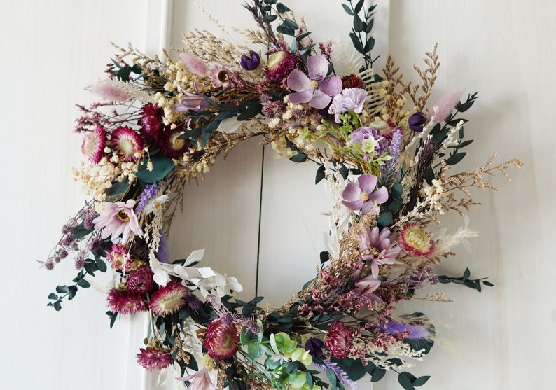 Spring Wreaths, Handmade Wreaths,Dry Wreath,Artificial Flowers Wreath,Front Door Wreath,Wall Door Wreaths,Dried Flowers Wreaths,Daisy Wreath image 1