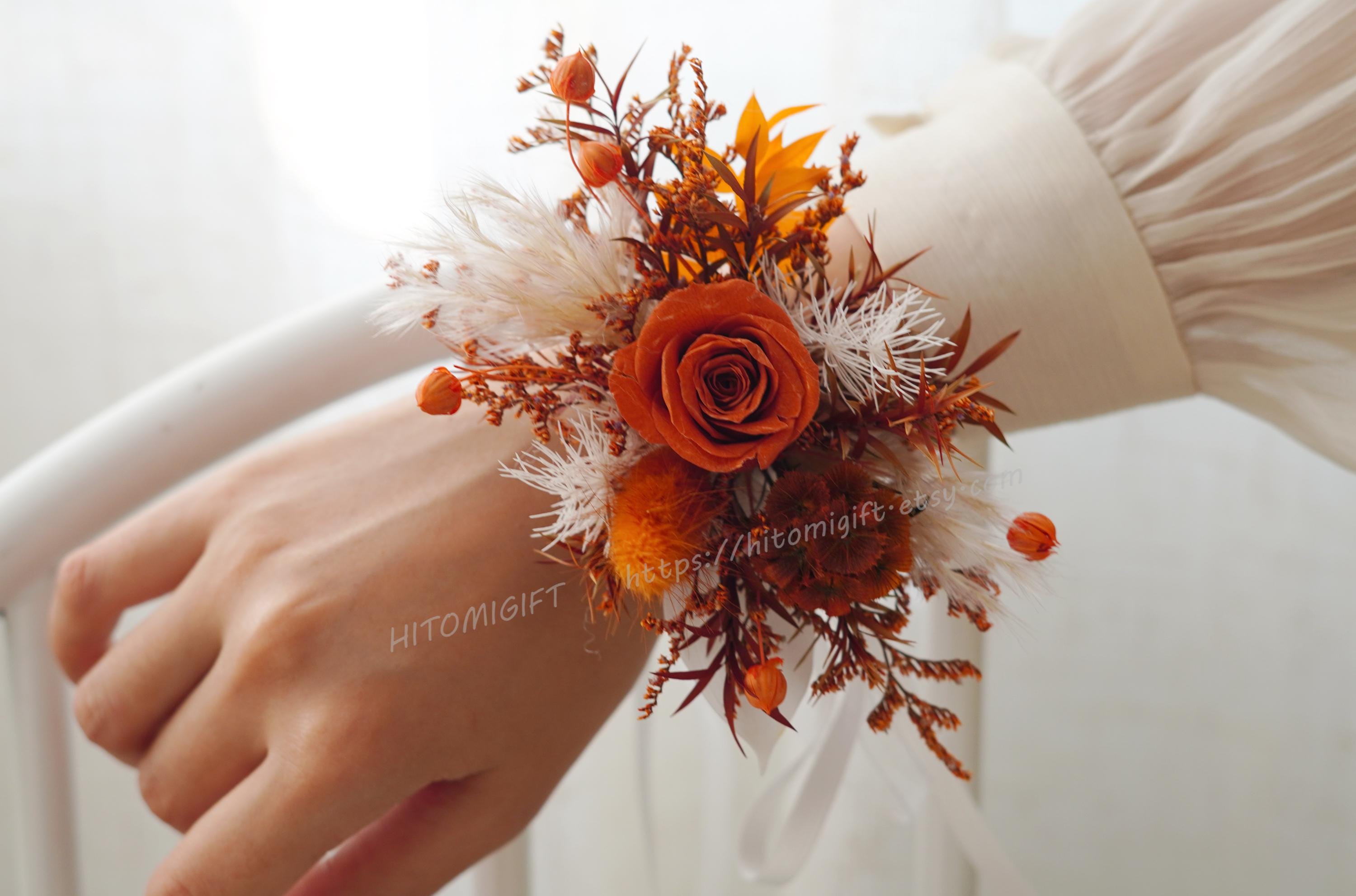 Rust Wrist Corsages,burnt Orange Wrist Corsage,terracotta Wrist Corsage ...