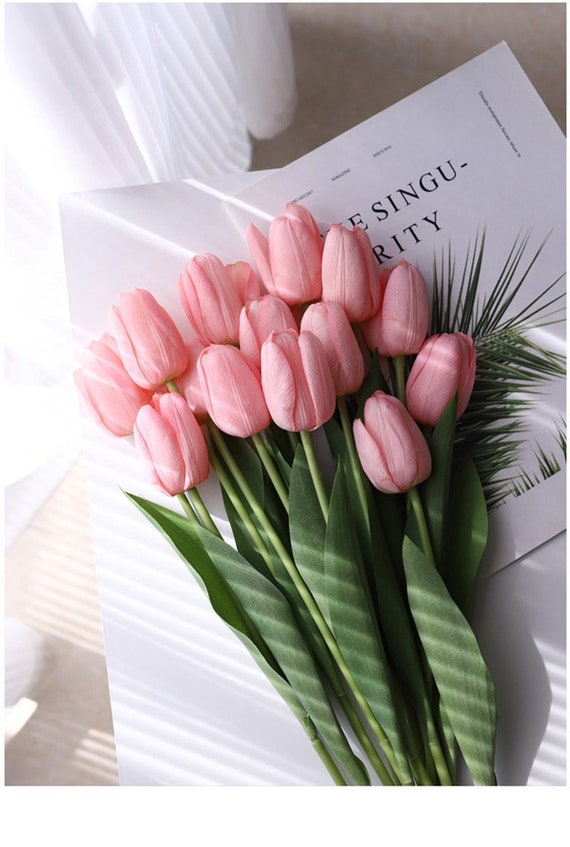 Tulipanes Artificiales Sggvecsy - 30 Tallos De Poliuretano Realista Para Decoración Del Hogar, Bodas Y Regalos