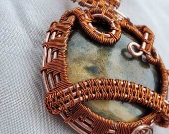 Luna : copper and jasper pendant