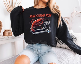 Shrimp Treadmill, Shrimp On A Treadmill, Funny Political Sweatshirt, Government Spending Meme, Political Humor, Funny Workout Sweatshirt