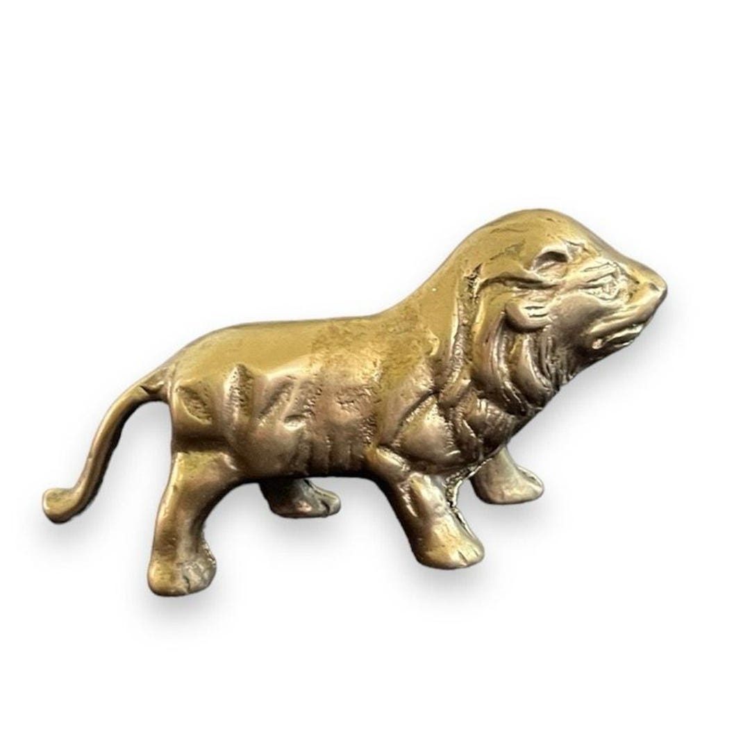 Vintage 70s Miniature Solid Brass Lion Figurine - Etsy