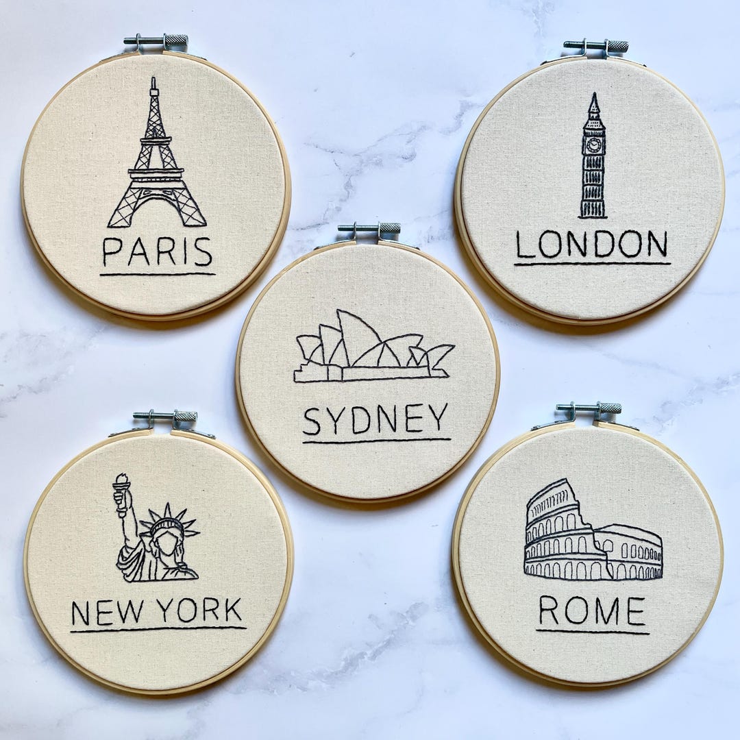 World Cities Series - Set of 5 Embroidery Patterns - London Sydney Rome ...