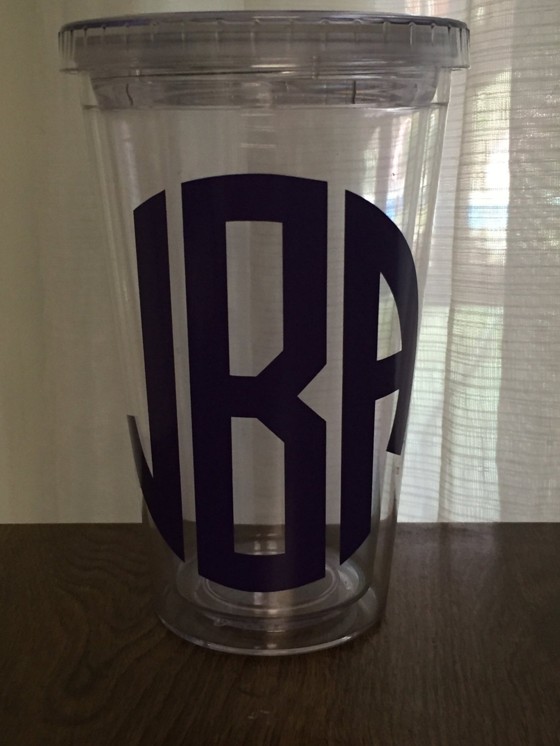 Circle Monogram Tumbler With Straw / Monogram Sticker / Circle Etsy