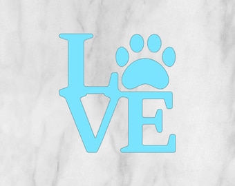 Pet Love Decal Paw Print / Monogram sticker / initial monogram / vinyl decal / car decal / tumbler decal / circle monogram / laptop