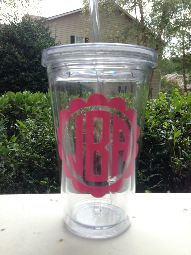 Scalloped Monogram Interlocking Circle Tumbler Etsy