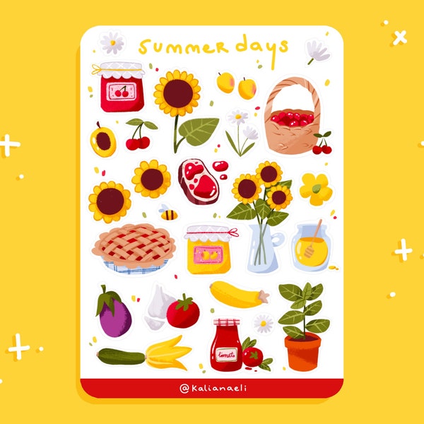 Summer days - Planner sticker Sheet - Nature illustration - Digital art