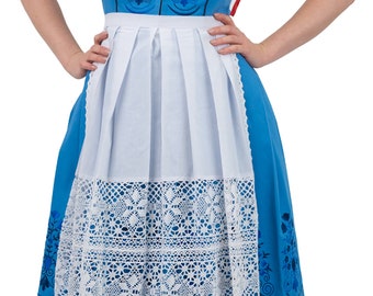 Classic Women’s Dirndl in Light Blue - Bavarian Below-the-Knee Dirndl Set, Authentic Oktoberfest Dress, Comes w/ Lace Apron and Trachten Top