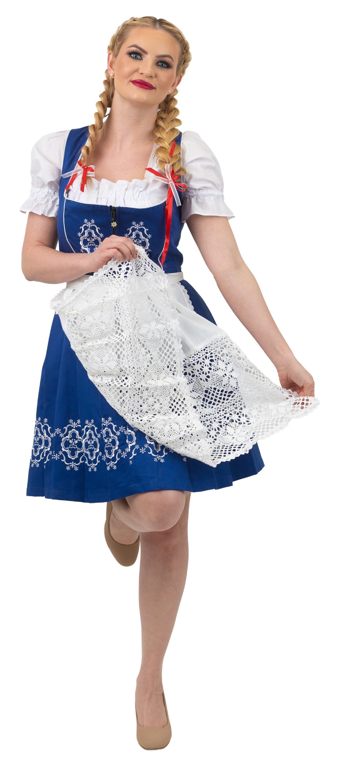 Blue Bavarian Dirndl Dress, 3 Piece Oktoberfest Outfit, Sizes 2-26 Blue Bavarian Dirndl Dress, 3 Piece Oktoberfest Outfit, Sizes 2-26