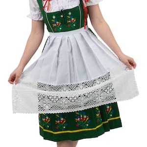Traditional Red Oktoberfest Dress: 3 Piece Long Dirndl Set