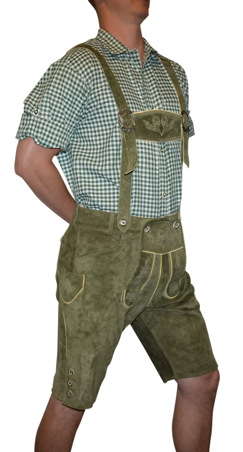 2piece Leather German Oktoberfest Lederhosen Shorts Green Etsy