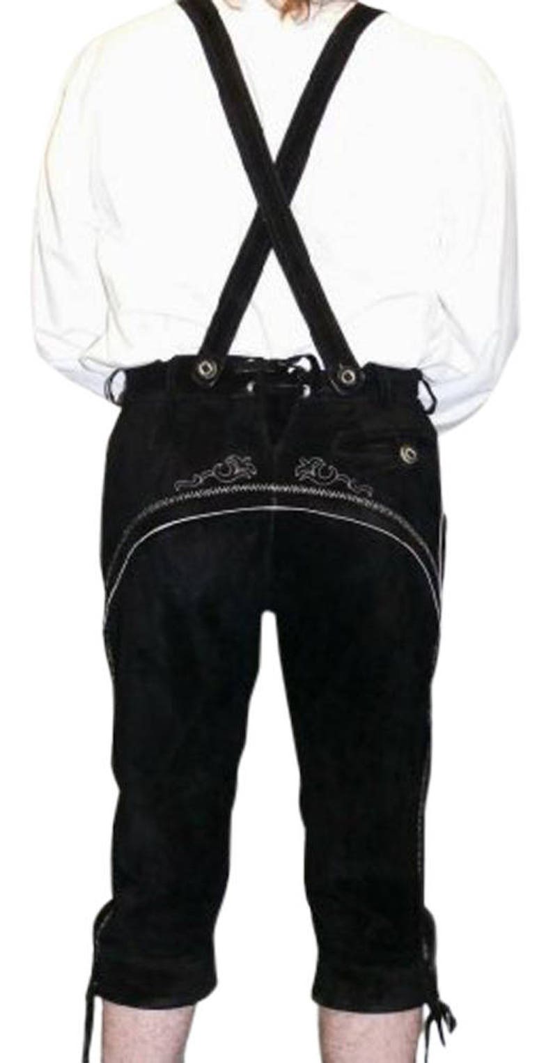 2-piece Leather German Oktoberfest Lederhosen Pants Black | Etsy